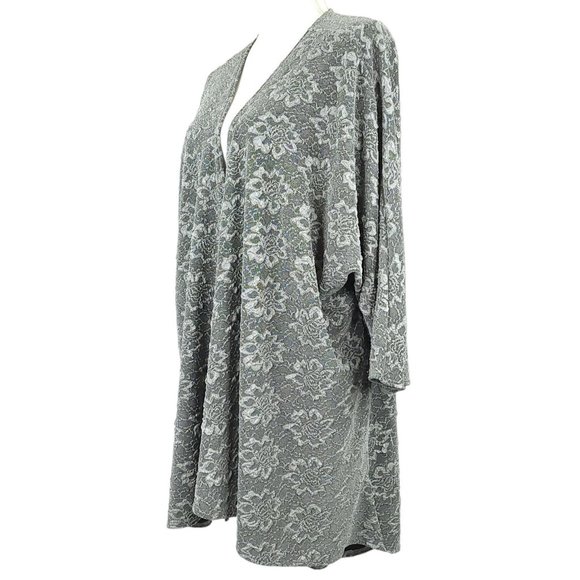 LuLaRoe Open Front 3/4 Sleeve Cardigan Sweater Womens Size L Grey Floral - Picture 3 of 15